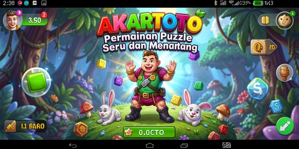 Screenshot utama AKARTOTO menampilkan gameplay seru dan menantang di dunia Puzzle.
