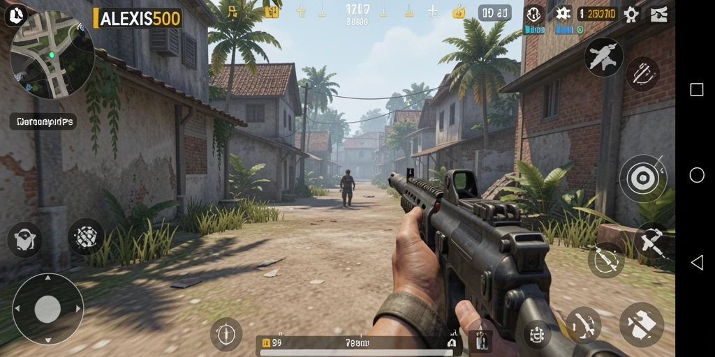 Tangkapan layar ALEXIS500 menampilkan aksi intens dari gameplay TPS.