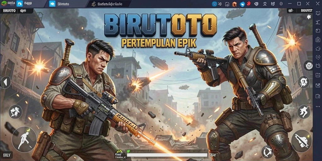 Screenshot dari gameplay BIRUTOTO menampilkan aksi pertempuran yang intens.