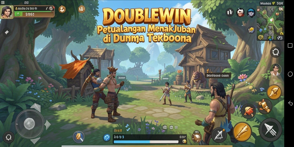 Tangkapan layar gameplay <strong>DOUBLEWIN</strong> menampilkan eksplorasi mendalam di dunia terbuka yang memukau.