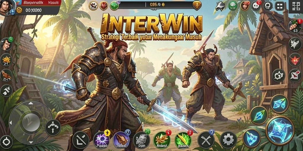Screenshot utama INTERWIN menampilkan pertempuran strategis yang intens.