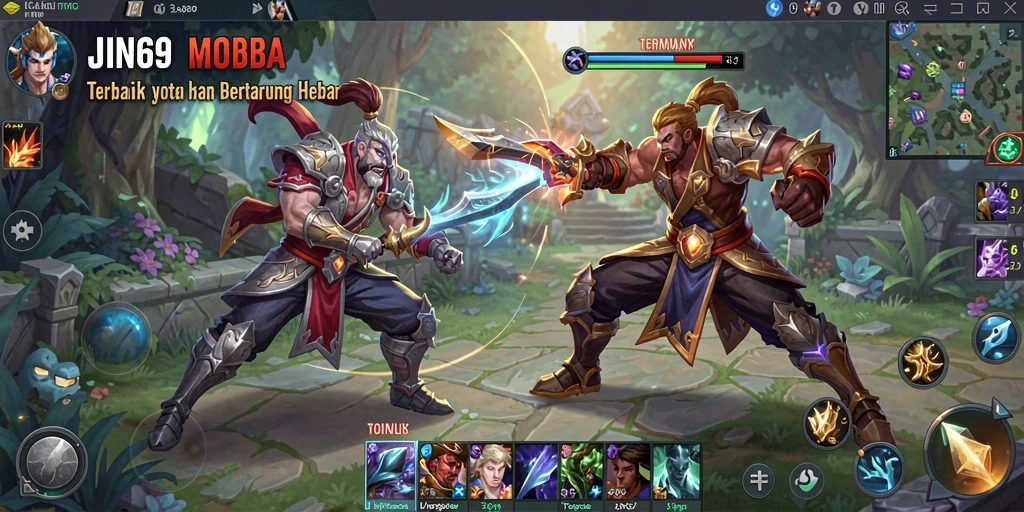 Tampilan menegangkan dari gameplay <strong>JIN69</strong> dalam pertarungan antar tim.