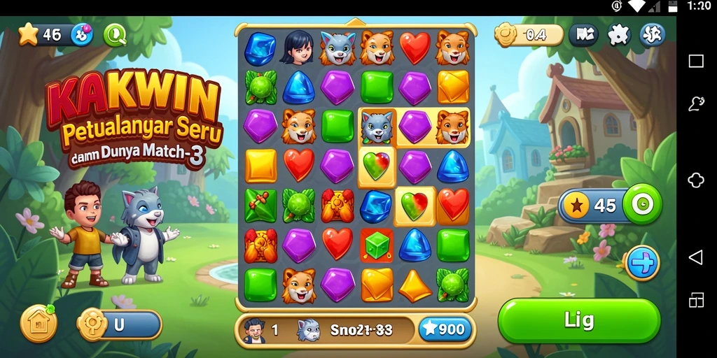 Gameplay seru KAKWIN yang penuh tantangan Match-3.