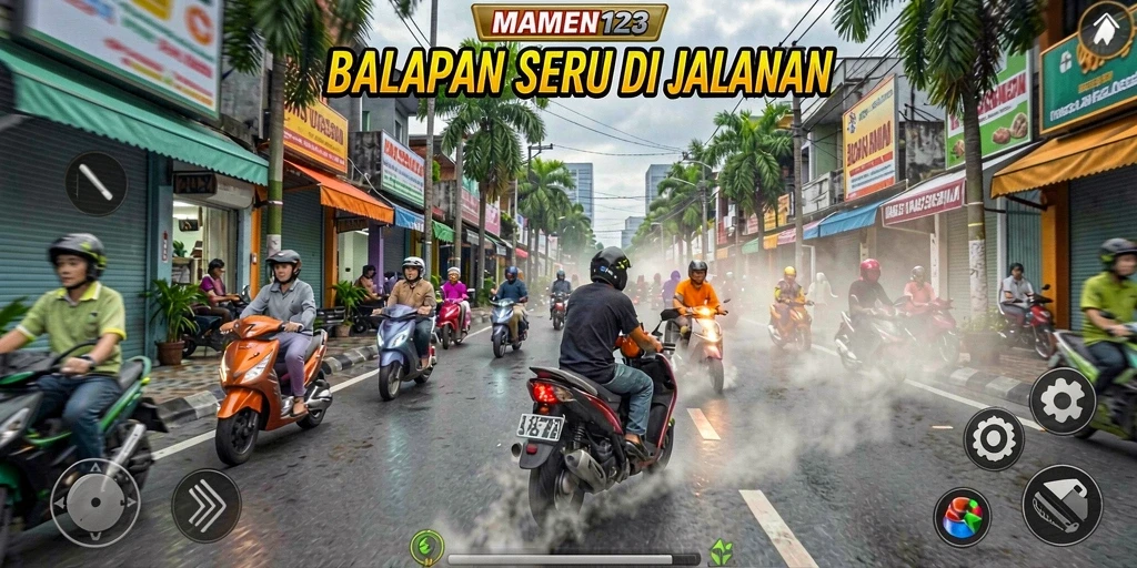 Tangkapan layar dari aksi balap mendebarkan dalam MAMEN123.