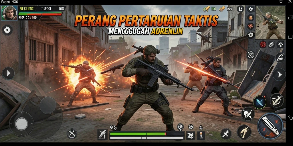 Screenshot menggambarkan aksi intens dalam permainan TPS N06.