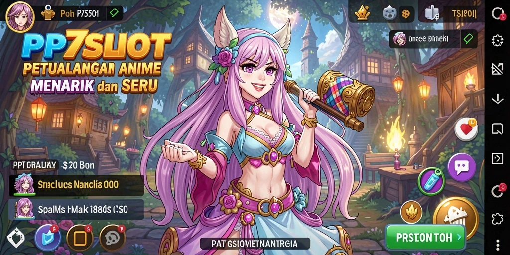 Screenshot PP7SLOT menampilkan aksi pertarungan karakter anime yang seru.